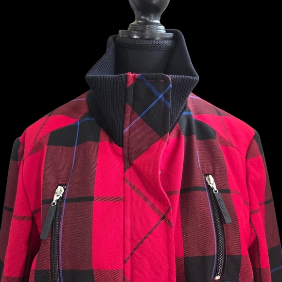 Bianca Nygard Red Plaid Bomber Jacket Size 14 - Picture 2 of 7